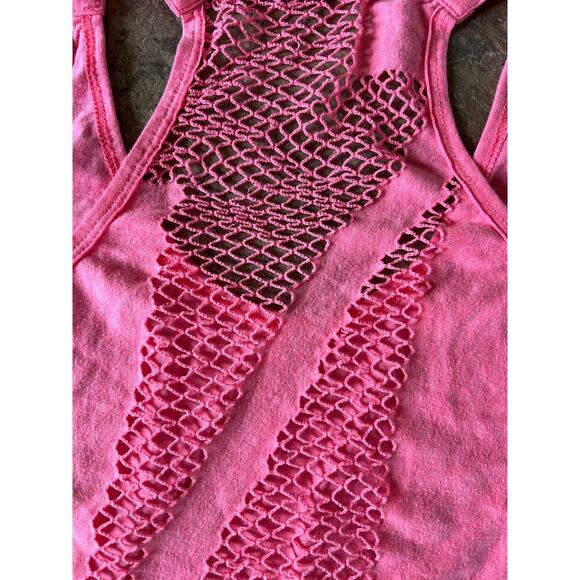 Fox Racing pink tank top with crochet lace on back, women's size XL - Picture 6 of 9